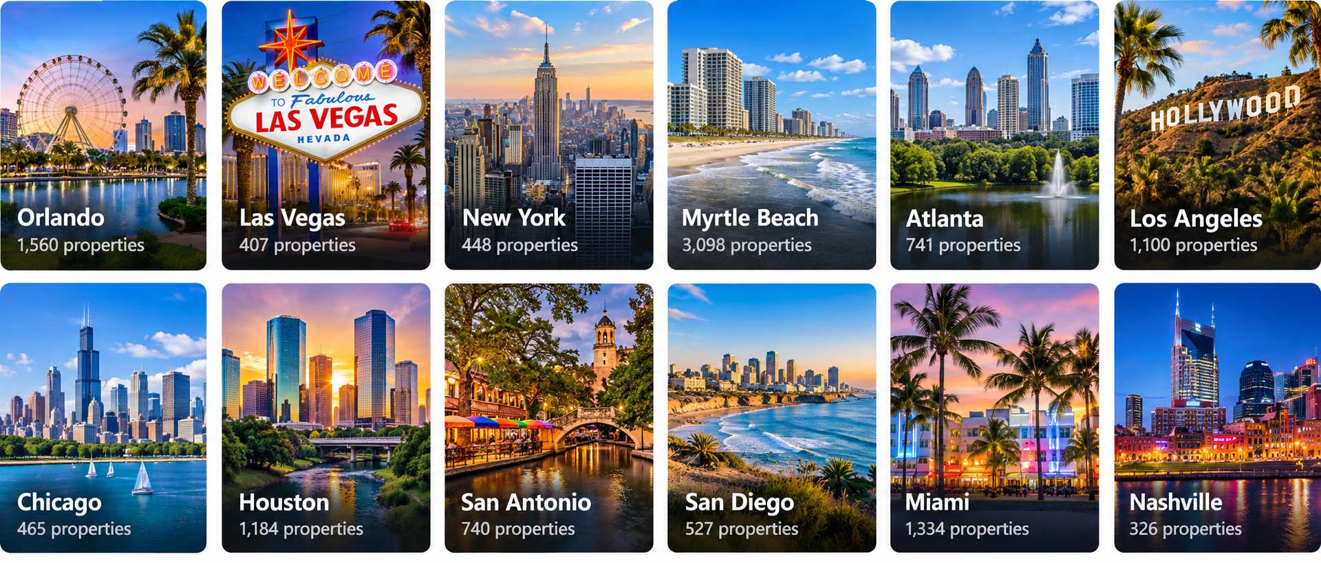 Popular travel destinations available through Book-Today.com